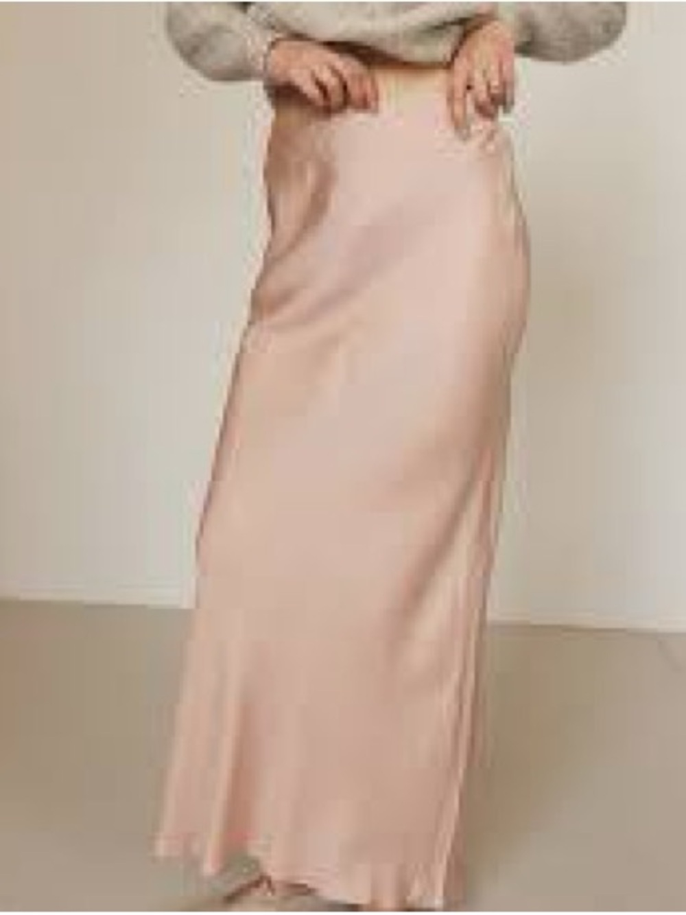 Satin Maxi Slip Skirt in Soft Blush